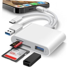 SD Card Reader for iPhone iPad Mac, Lightening  USB-C  USB-A 3 in 1 Memory