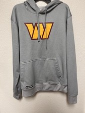 Washington Commanders Hoodie M Heather Gray Fleece Pullover NFL Team Logo Fitted