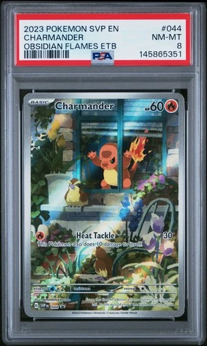 2023 POKEMON SVP OBSIDIAN FLAMES ELITE TRAINER BOX #044 CHARMANDER PSA 8
