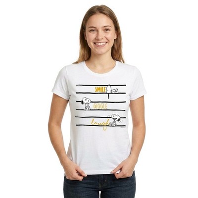 Peanuts Snoopy Woodstock Smile Giggle Laugh Fun Classic Official Damen T-Shirt