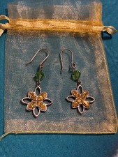 Girls Sterling Silver 925 Crystal Flower Earrings