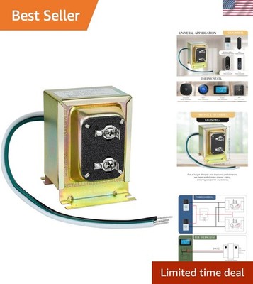 Reliable 24V AC Transformer for Ring Doorbell & Smart Thermostats - Easy Install