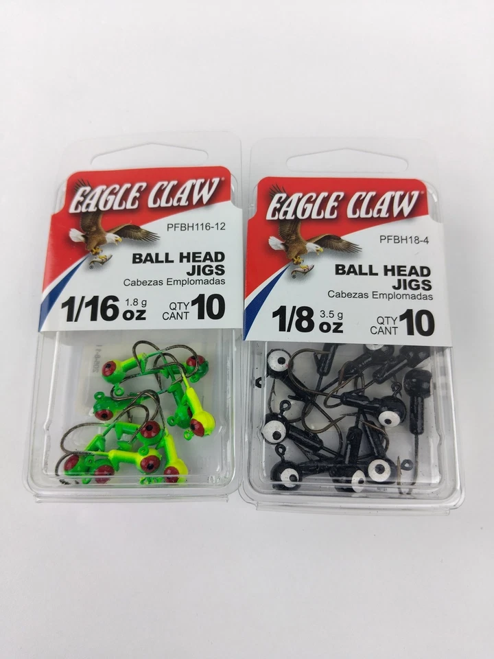 Plantillas de cabeza de bola con garra de águila negra y roja para pesca 2 piezas Foto 3 de 4