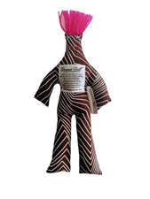 DAMMIT DOLL, Voodoo Brown White Lines Stress Relief Gag Swear Gift 12" NWT