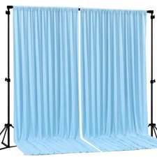 2 Panels 8x10 Ft Light Blue WrinkleFree Photo Backdrop Curtains Drapes Set