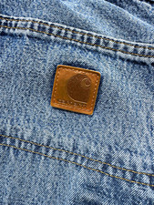 Carhartt B18-DPK Men  s Blue Denim Work Pants Relaxed Straight 40x34 Pockets
