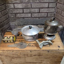 Vintage Sterno Camping Cookware, 9 Piece Lot 