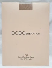 VTG BCBGGeneration Control Top Sheer Tights C/D Nude 5'2"-5'9" 130-160 lbs NOS