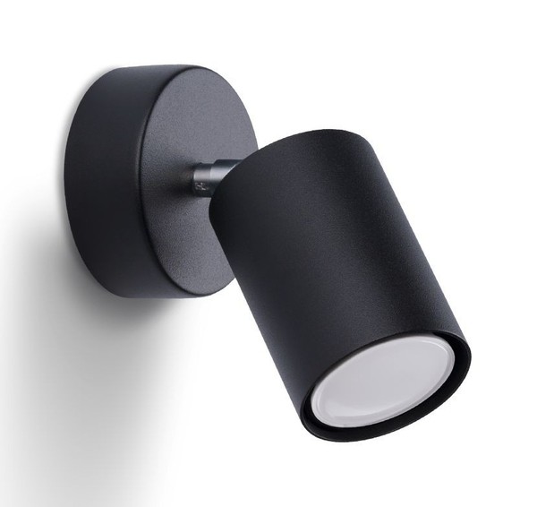 Wandleuchte Schwarz Klein H: 18,5 Cm Metall Schwenkbar GU10 Spot Lampe Bett Sofa-image