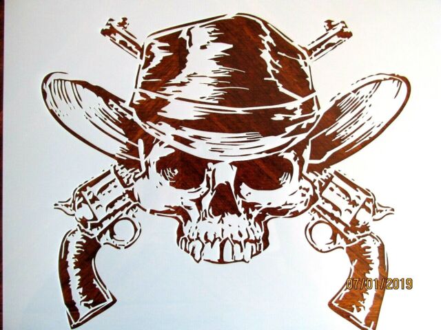 Skull Gunslinger Cowboy Skull Evil Stencil/Template Reusable 10 mil Mylar Skull Gunslinger Cowboy Skull Evil Stencil/Template Reusable 10 mil Mylar