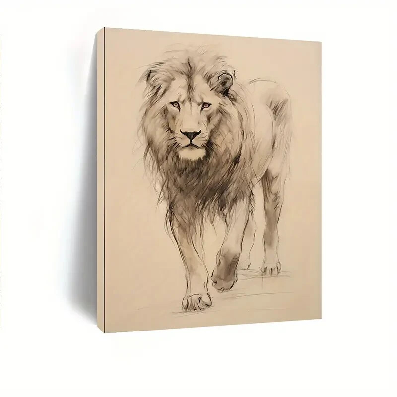 Vintage Sketch Style African Lion Wall Art  Canvas Unframed/Framed