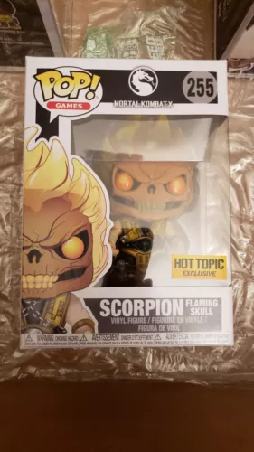 SCORPION FLAMING SKULL Mortal Kombat Pop Games Vinyl Figure 255 Hot Topic Funko