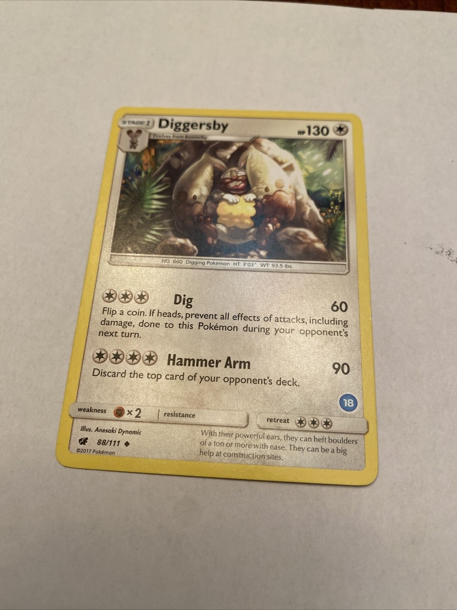 POKEMON Trading Card Stage 1 Diggersby HP130 Dig Hammer Arm 88/111