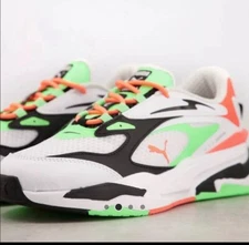 EUC Puma RS-Fast Electro sneakers in white and neon green size 7 