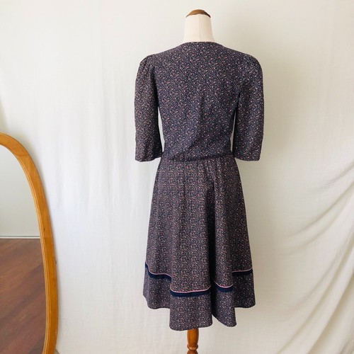 Vintage Byer Too! Midi Dress Size XXS-XS Floral 70s 80s Cotton Pink Navy Cottage - Picture 14 of 16