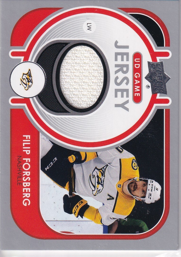 FILIP FORSBERG UD GAME JERSEY 2021-22 Predators LP-NM Rare Hockey Card
