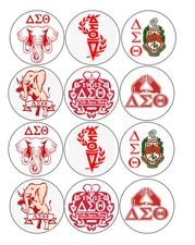 set of 12 - delta sigma theta, edible images for desserts, pre cut, CHOOSE SIZE