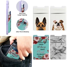 Two Pockets Adhesive Sticker Lycra Wallet Card Holder Pouch Case for Cell Phones