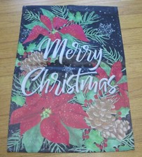 Merry Christmas 12x18 Flag Winter Poinsettia Floral