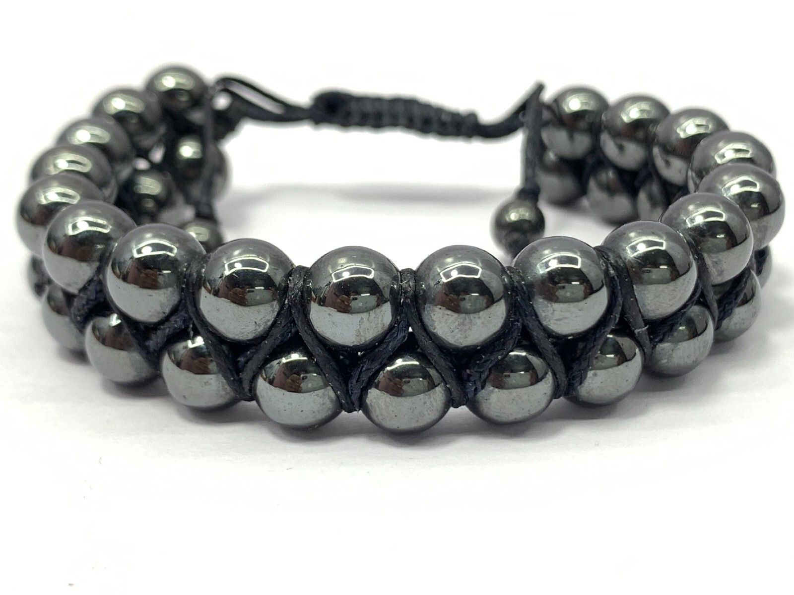 2-Layer Hematite Bracelet - 8mm Natural Stone Beads, Men's Jewelry