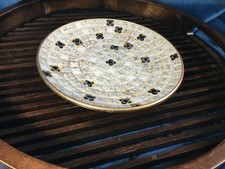 Decorative Mosaic Tile Dish Platter Keys Trinkets Shelf Filler Earth Tones Gold