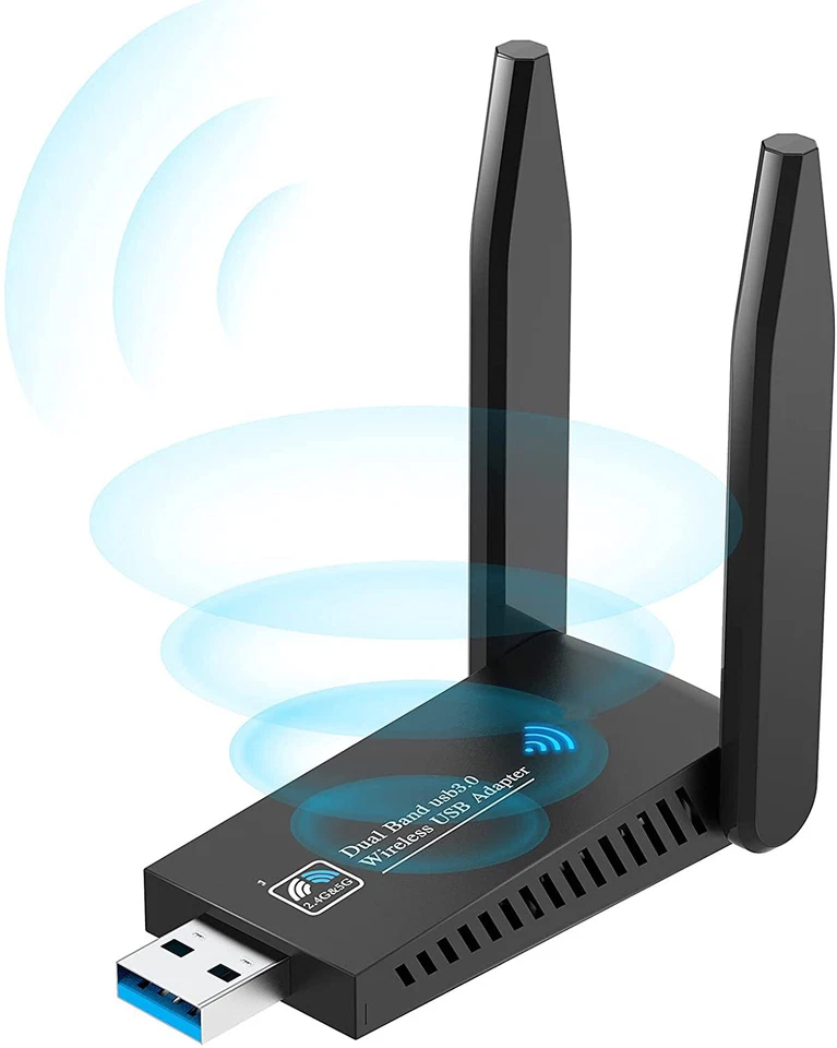 1300Mbps USB 3.0 Dual Band WiFi Dongle 5.8GHz/2.4G Wireless Network Adapter - Image 2 of 4