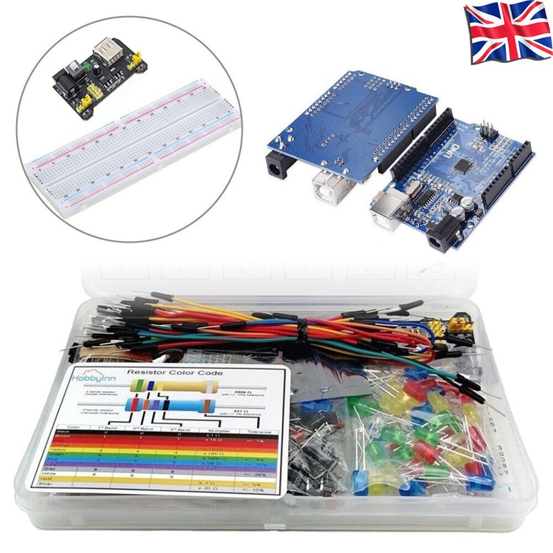 Basic Electronics Starter Kit with For UNO R3 Board Enclosure Compatible Arduino