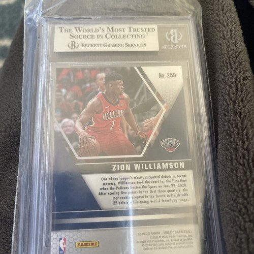 2019-20 Panini Mosaic Zion Williamson Rookie Card NBA Debut #269 BGS 8.5 - Picture 3 of 3