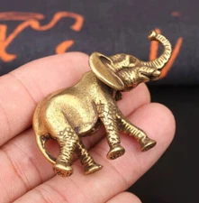 Brass Elephant Figurine Small Animal Statue Office Home Decoration Toy Gifts