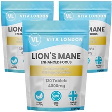 Lions Mane Mushroom 4000mg 360 Tablets (Not Capsules Or Gummies) Focus Brain
