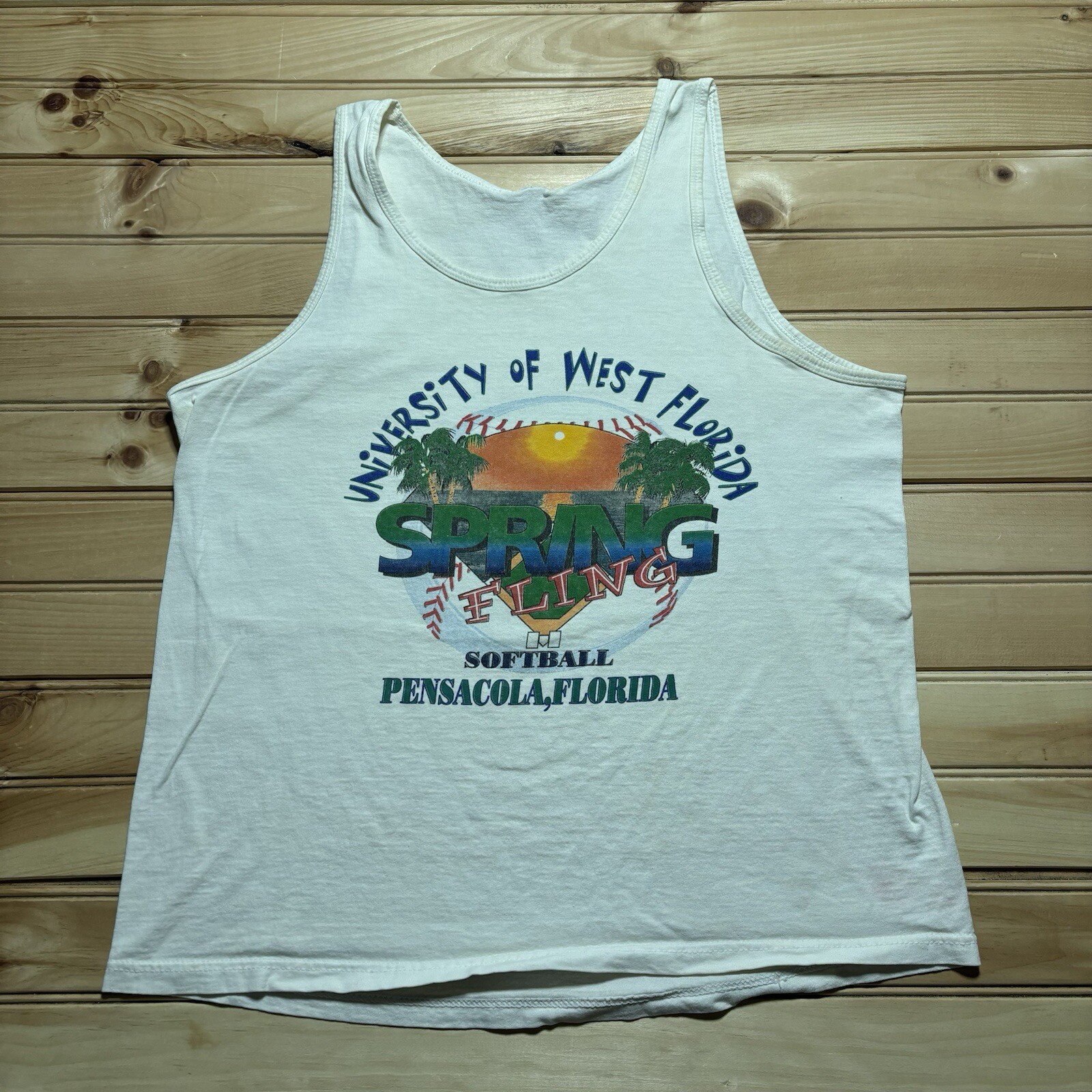Vintage 90s University Of West Florida Spring Fling Beach Tank Top - Size M/L