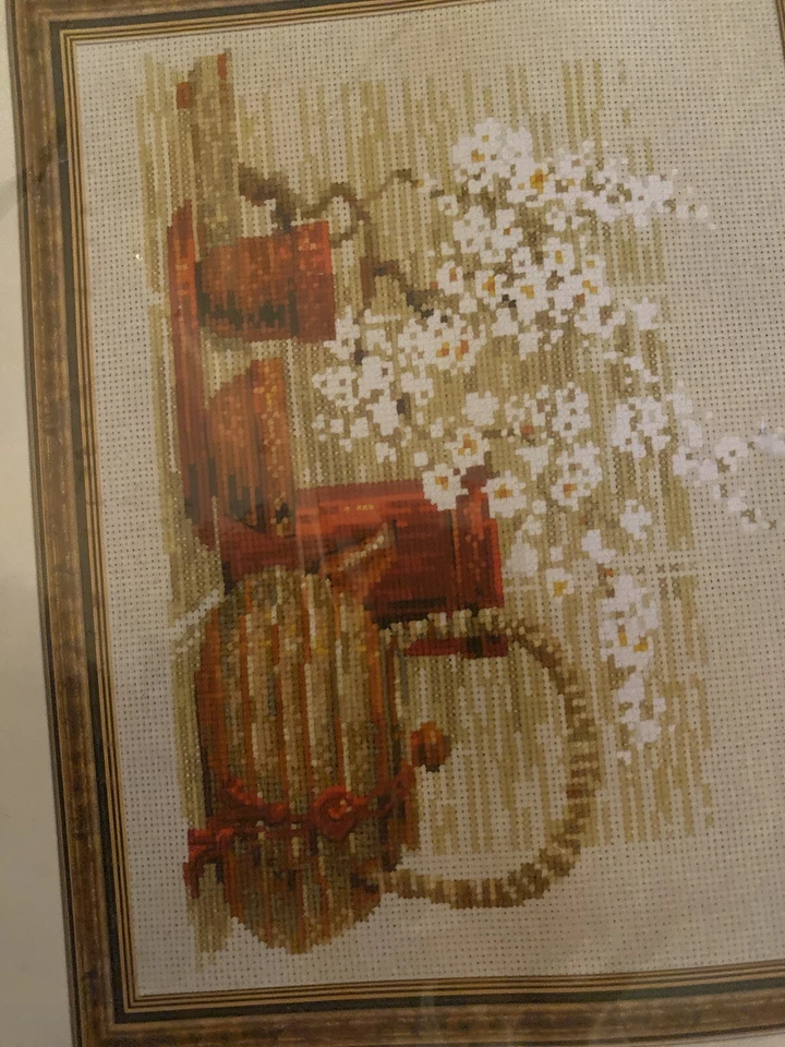 Kit punto de cruz riolis tetera y flores colores óxido Foto 2 de 3