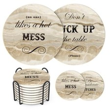 Funny Coasters Set of 8, White Elephant Gifts for Adults, Gag Marble Style
