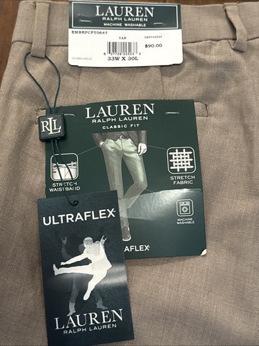Lauren Ralph Lauren Norton Classic Fit Ultra Flex Pants Sz 33x30 Tan NEW $90 - Picture 4 of 4