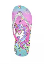 WONDER NATION Toddler Girls Size 4-5 Colorful Unicorn Print Flip Flop