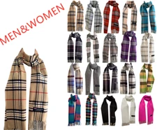 Winter Womens Mens 100% Cashmere Wool Wrap Scarf Scotland Made Plaid Scarves