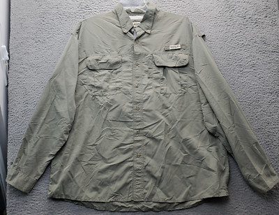 Magellan Sportswear Fishing Shirt Men 2XL Green Detail Pocket Button Down Collar
