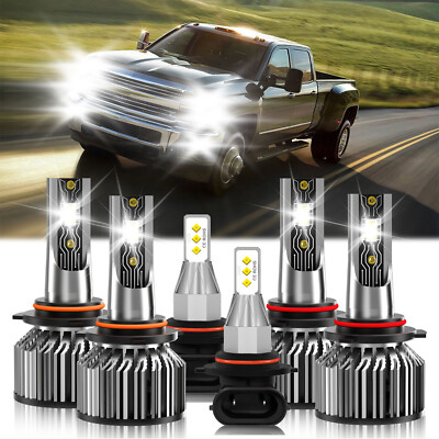For Chevy Silverado 1500 HD 2003-2006 LED Headlight Bulb Hi/Low+Fog Light Combo