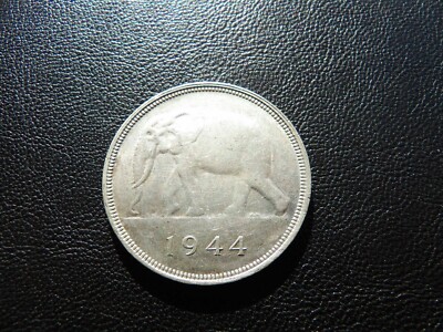 Belgium Belgian Congo 1944 50 Franks silver coin Elephant World