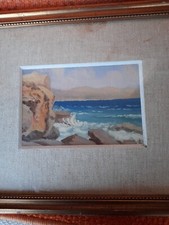 PITTORI MILANESI LOMBARDI PAESAGGIO MARINO  LIGURE OLIO SU CARTONE LORETZ CARLO