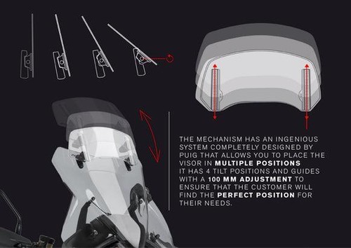 Puig Multi Adjustable Drill Screw Fit Visor Deflector Universal 2.0 Clear - Picture 6 of 8