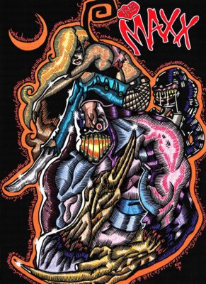 ORIGINAL COMIC ART, 12 x 17 INCH INK PENS ON ART PAPER, the maxx