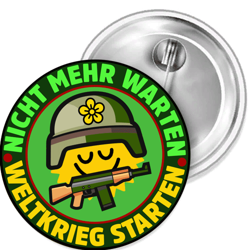 Nicht mehr warten,Weltkrieg star Button Anstecker Aufkleber Flaschenöffn Spiegel - Picture 1 of 5