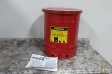 Justrite 09500 14 Gal Can Cap Red Powder Coated Steel Oily Waste Can