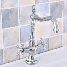 Polished Chrome Brass Bathroom Basin Kitchen Sink Faucet Swivel Mixer Tap fsf669