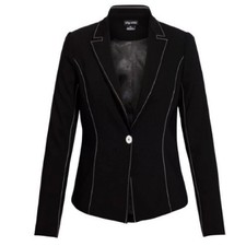 City Chic Black Contrast Stitch One Button Blazer Jacket Career Womens Sz 14