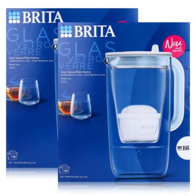 BRITA Glas Wasserfilter Kanne Model One 2,5L & Maxtra Pro Kartusche (2er Pack)