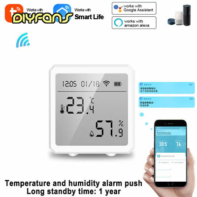 TUYA Smart WiFi LCD Display Temperatur- und Feuchtigkeitssensor für Alexa/Google