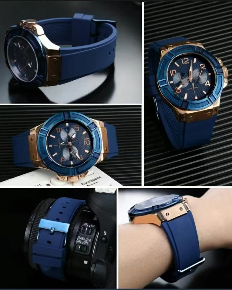 Correa de reloj de goma de 22 mm apta para Guess W0247G3 W0040G3 W0040G7 U0247G3 Foto 2 de 4