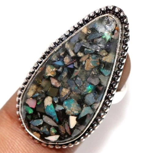 Copper Ethiopian Opal 925 Silver Plated Ring US 8.5 Most Loved Gift Trendy GW